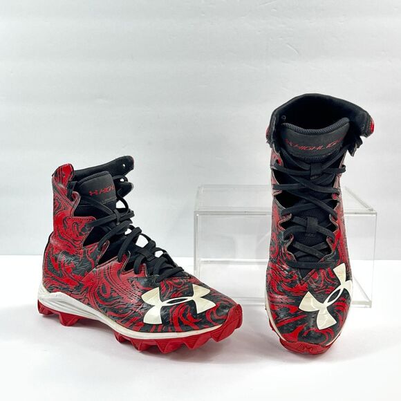 Under Armour Highlight Football Cleats Youth 3.5Y Red Black High Top 1289779-601 - Picture 1 of 10